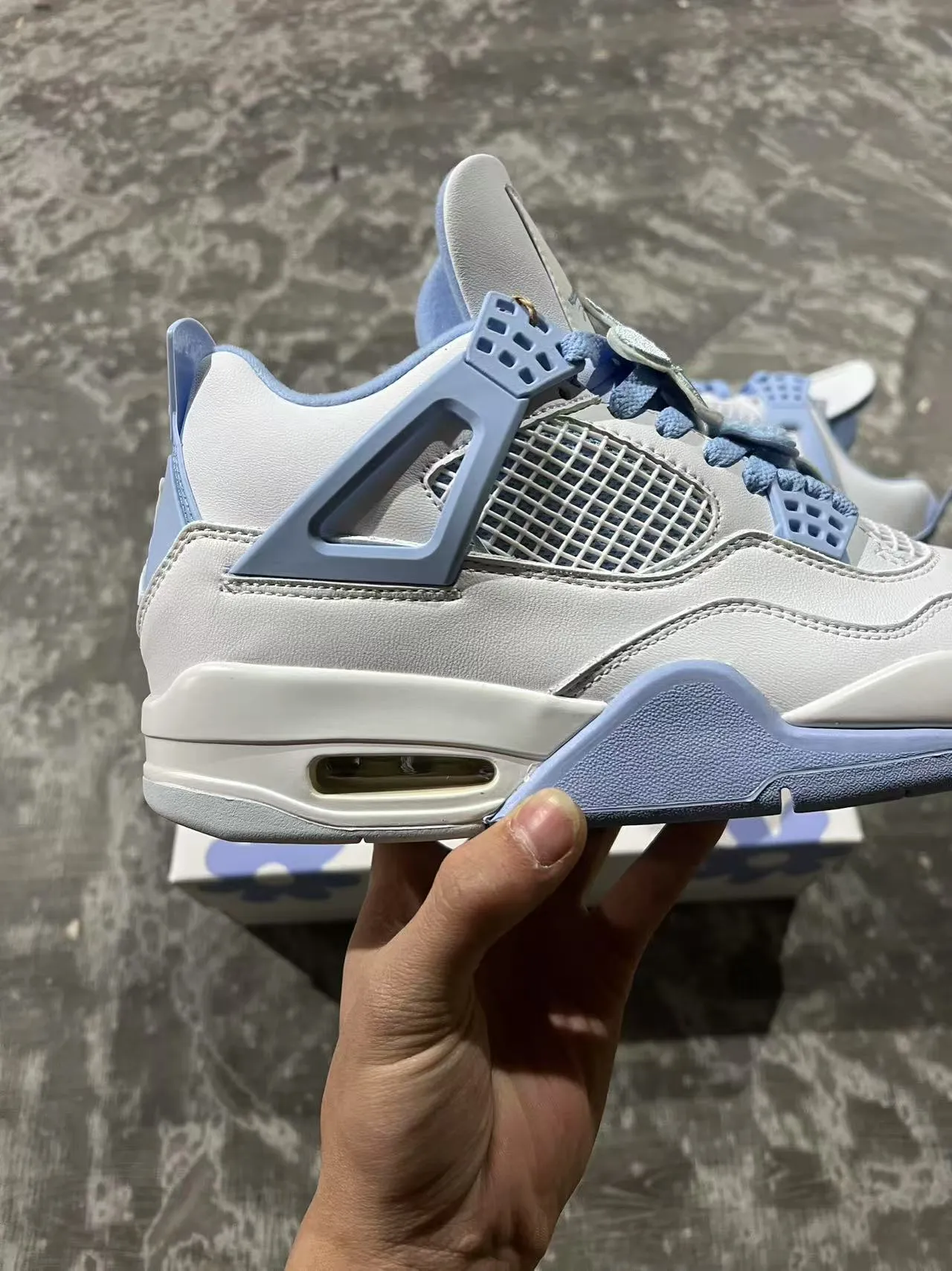 Air Jordan 4 White Powder Blue Basketball Shoes 7