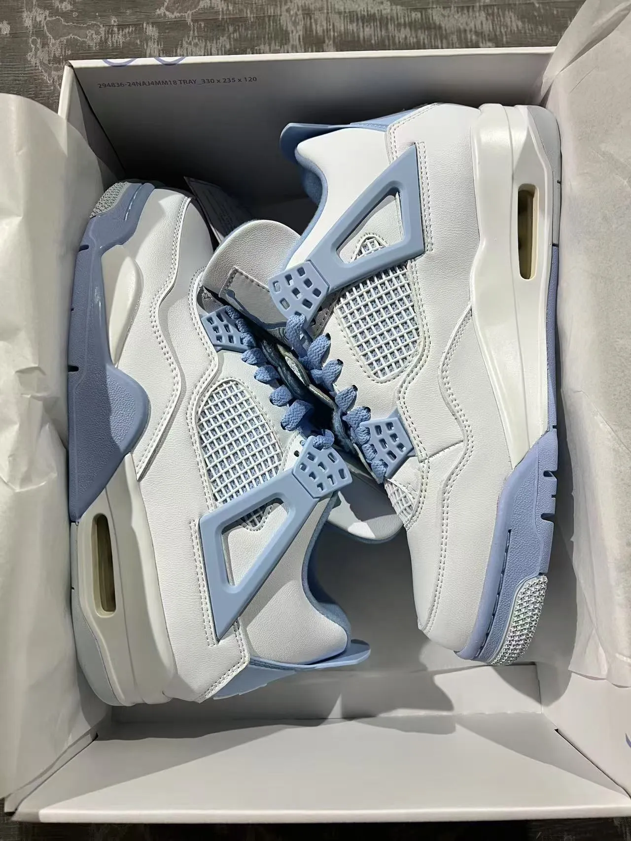 Air Jordan 4 White Powder Blue Basketball Shoes 9