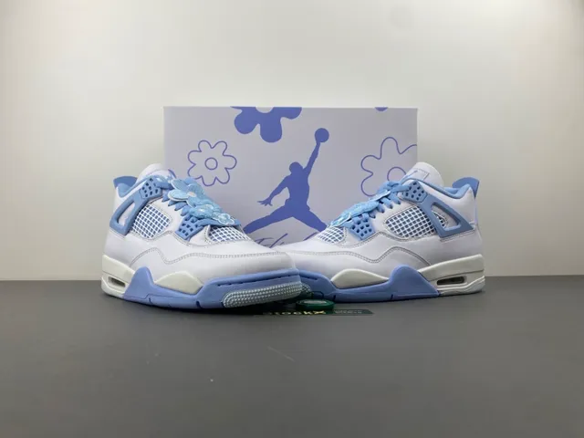 Zapatillas de baloncesto Air Jordan 4 blanco y azul polvo 13