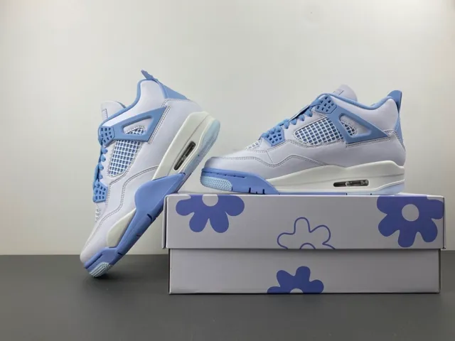 Zapatillas de baloncesto Air Jordan 4 blanco y azul polvo 14