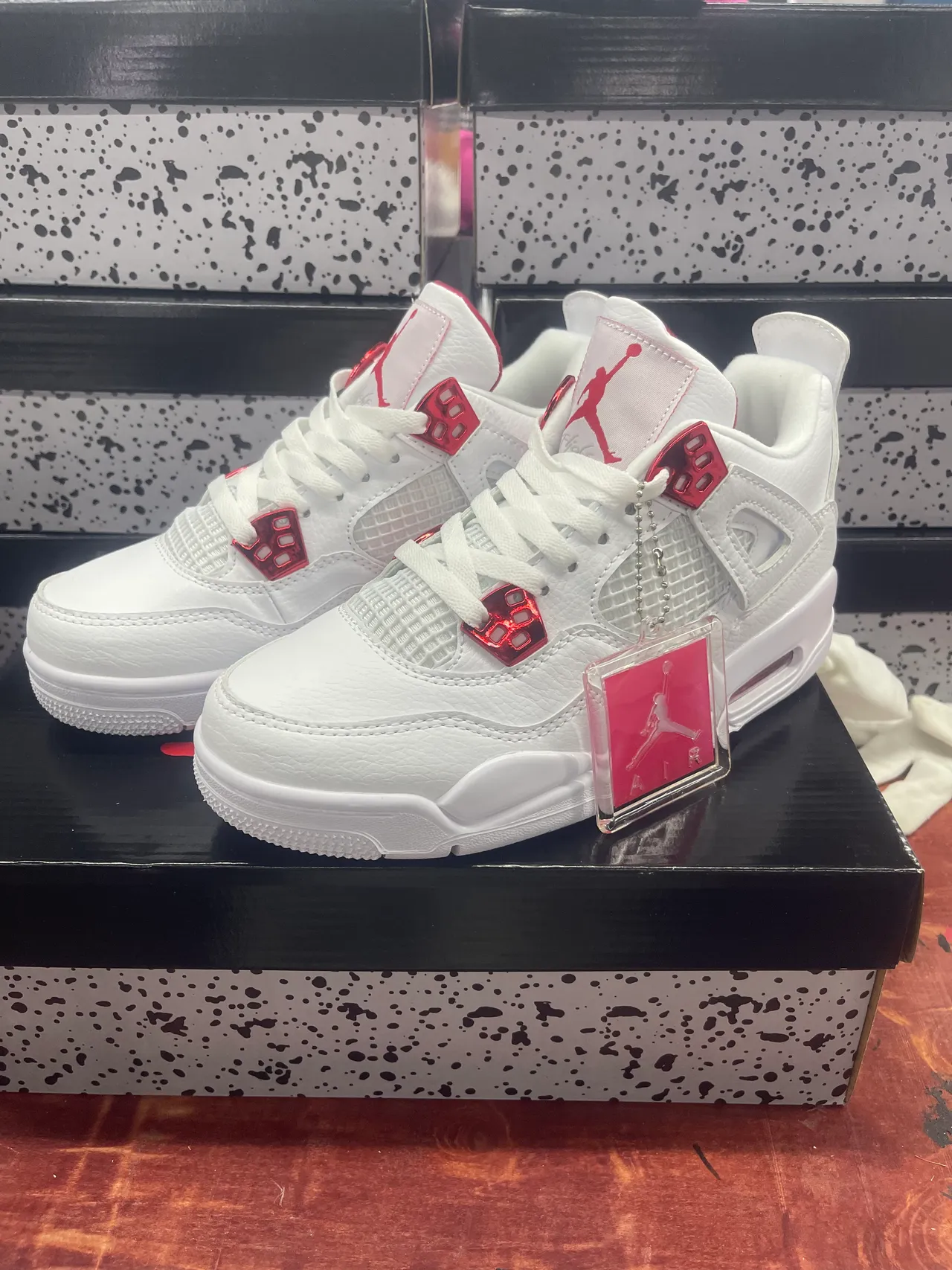 Air Jordan 4 White Red Basketball Shoes 7
