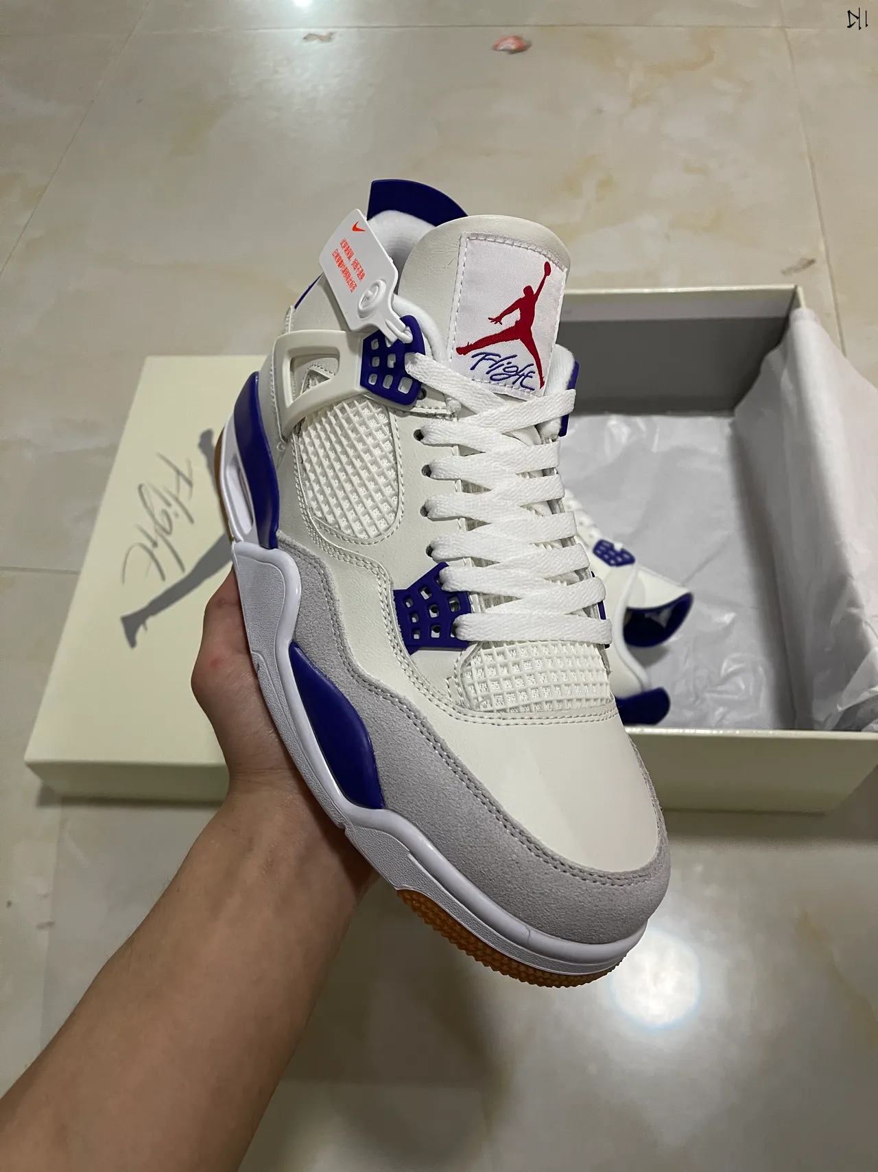 Air Jordan 4 White Royal Blue Gum Basketball Shoes 2