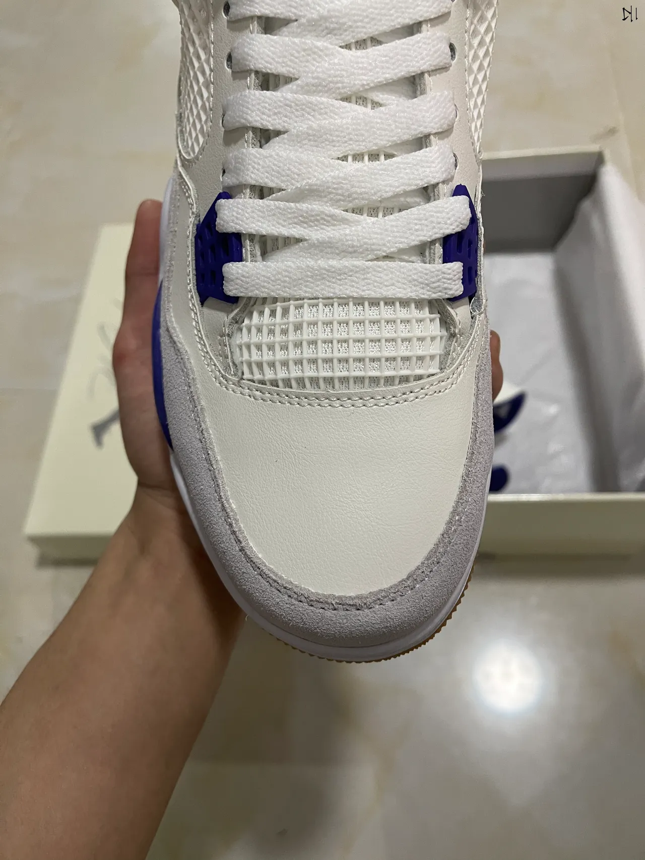 Air Jordan 4 White Royal Blue Gum Basketball Shoes 3