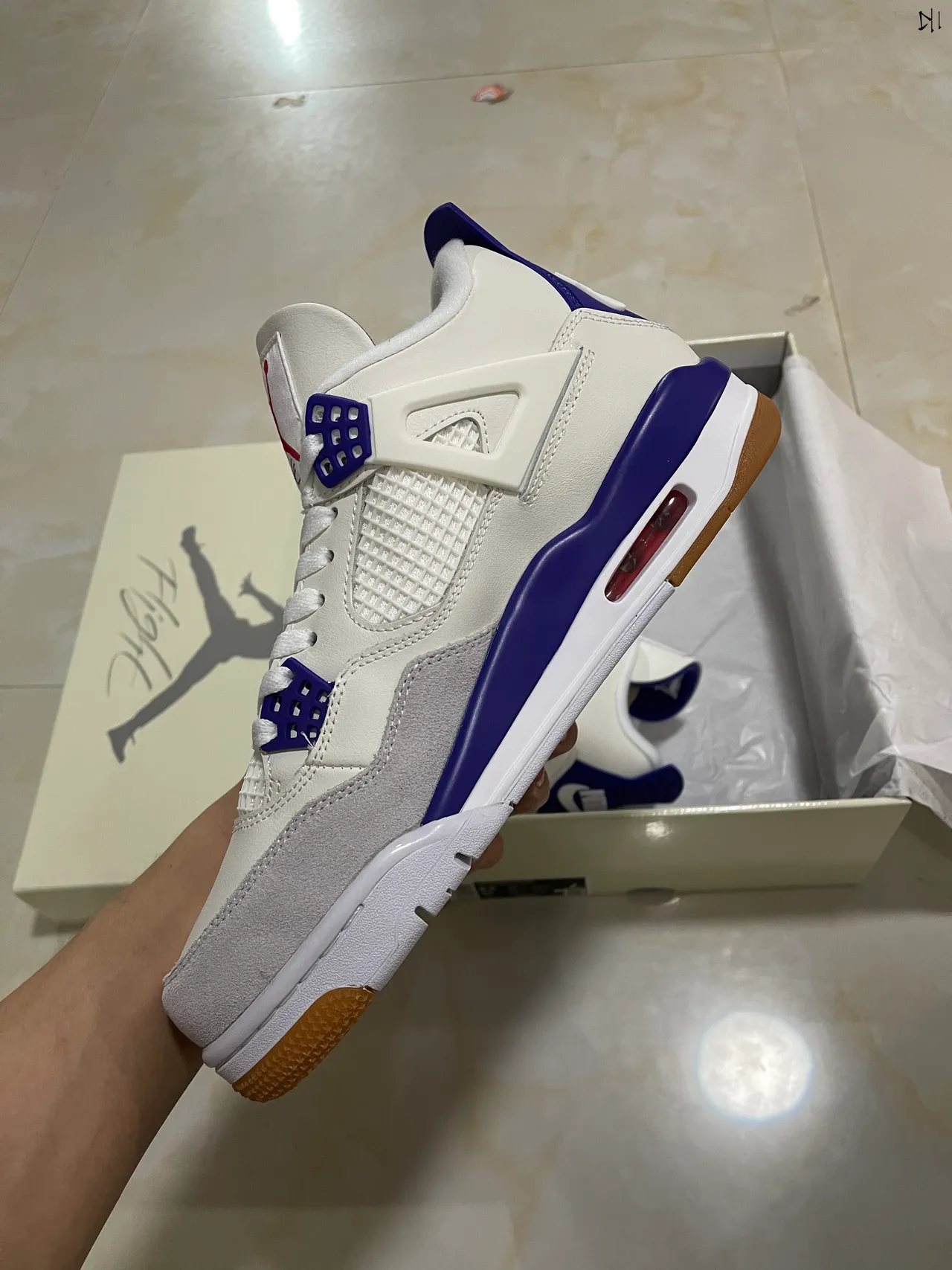 Air Jordan 4 White Royal Blue Gum Basketball Shoes 4