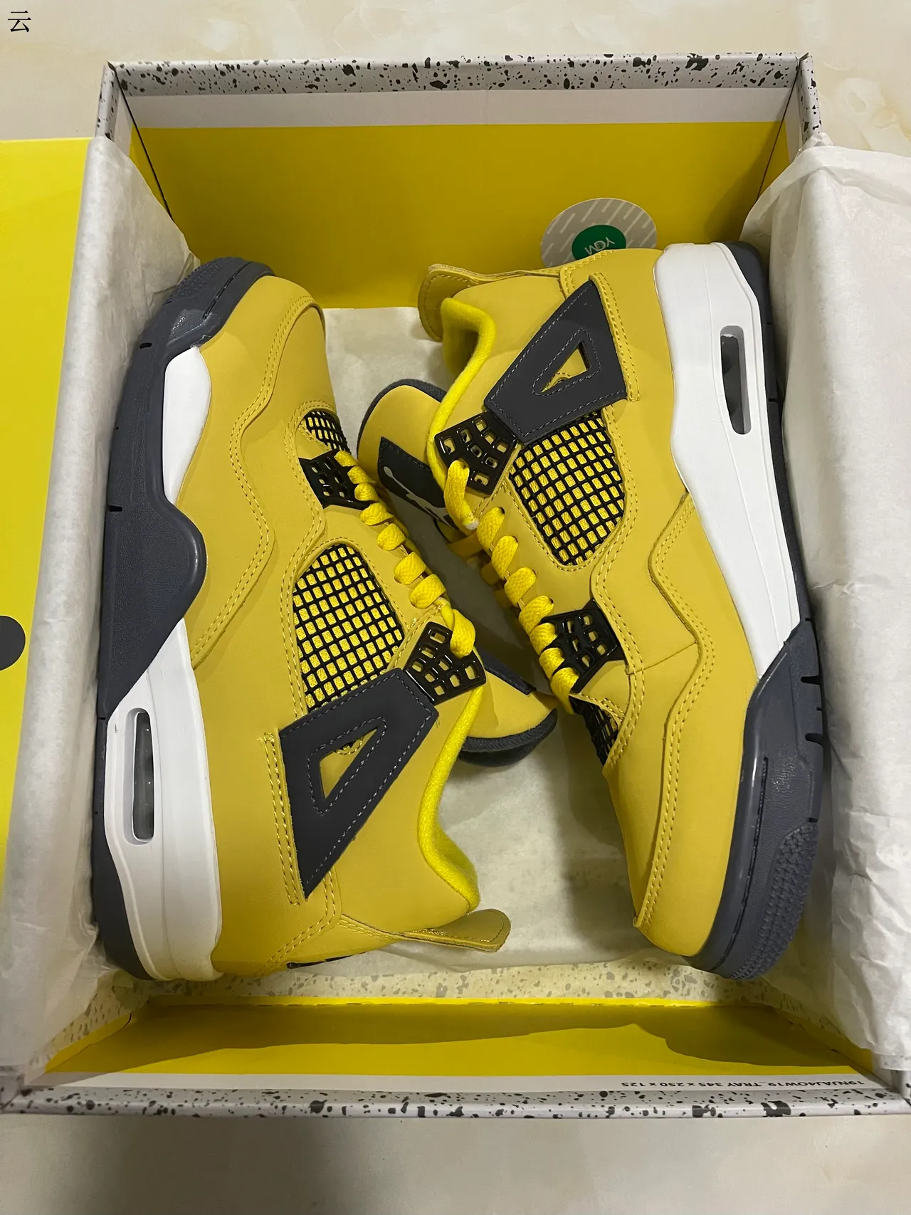 Air Jordan 4 Amarelo Preto Branco Tênis de Basquete 8