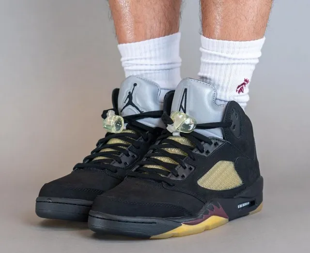 Air Jordan 5 Black Burgundy Olive Gum Basketball Shoes 2