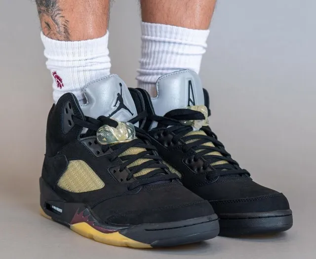 Air Jordan 5 Black Burgundy Olive Gum Basketball Shoes 4
