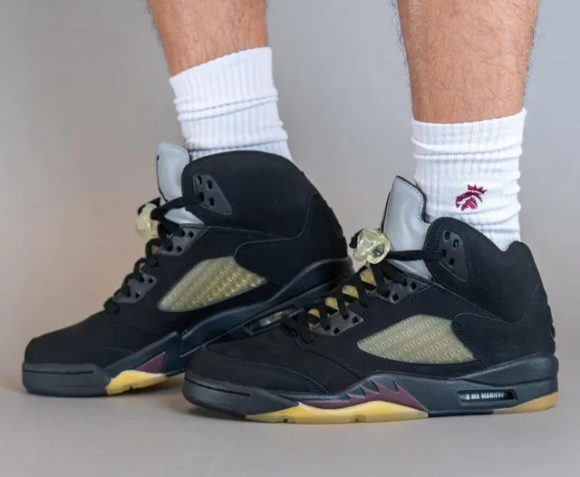 Air Jordan 5 Black Burgundy Olive Gum Basketball Shoes 7
