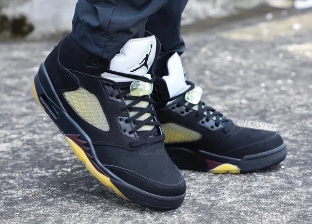Air Jordan 5 Black Burgundy Olive Gum Basketball Shoes 9