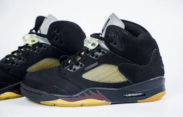 Air Jordan 5 Black Burgundy Olive Gum Basketball Shoes 13