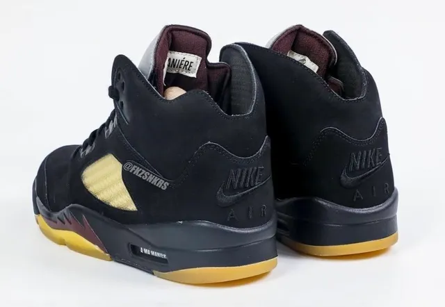 Air Jordan 5 Black Burgundy Olive Gum Basketball Shoes 14