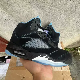Air Jordan 5 Black Light Blue Basketball Shoes