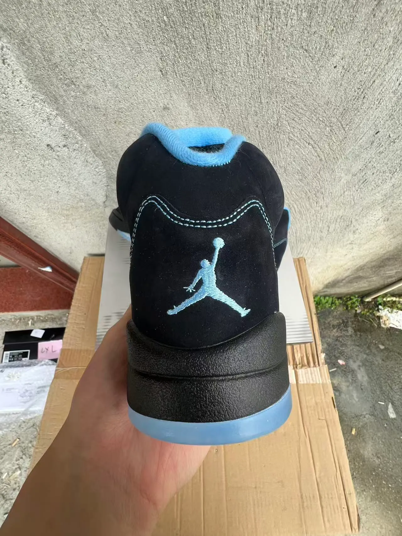 Air Jordan 5 Black Light Blue Basketball Shoes 8