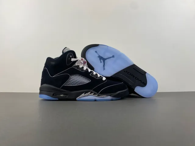 Air Jordan 5 Black Light Blue Cement Basketball Shoes 13