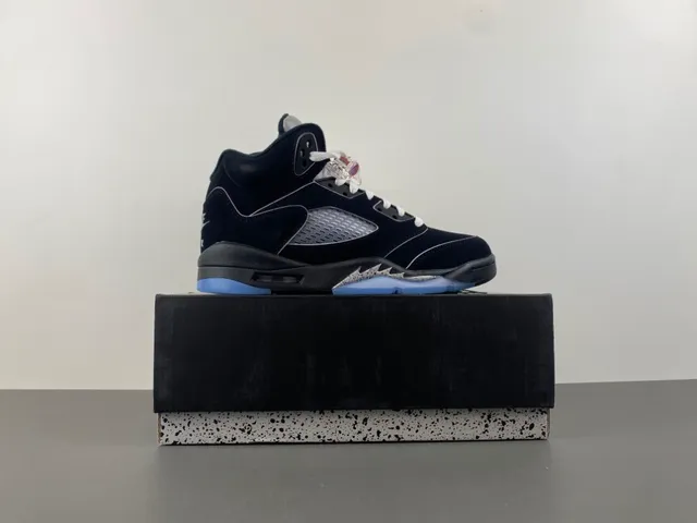 Air Jordan 5 Black Light Blue Cement Basketball Shoes 16