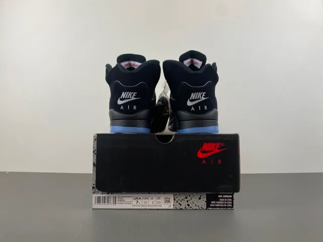 Air Jordan 5 Black Light Blue Cement Basketball Shoes 18