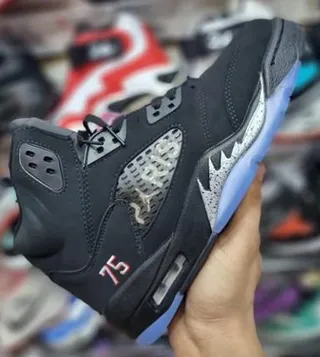 Air Jordan 5 Black Red '75' Basketball Shoes 3