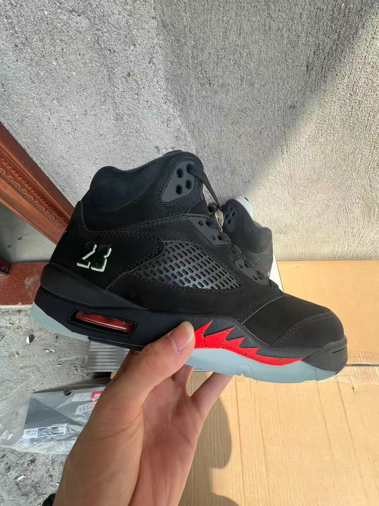 Air Jordan 5 Black Red Flame Basketball Shoes 3