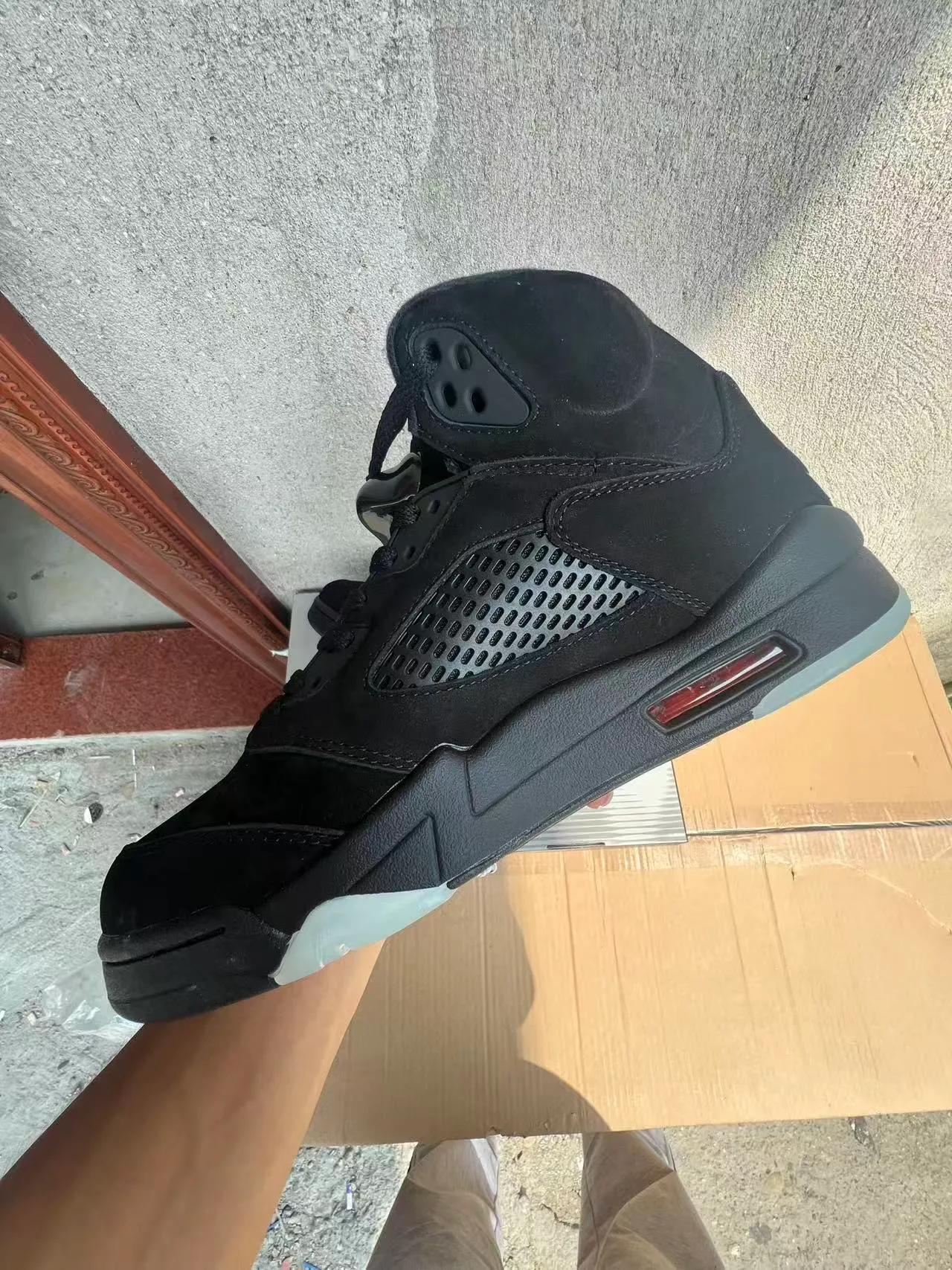 Air Jordan 5 Black Red Flame Basketball Shoes 7