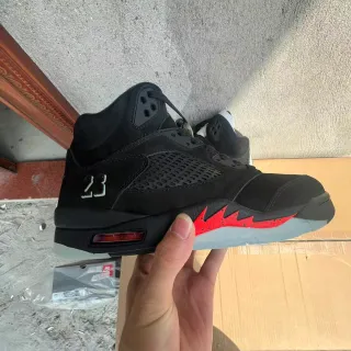 Air Jordan 5 Black Red Flame Basketball Shoes