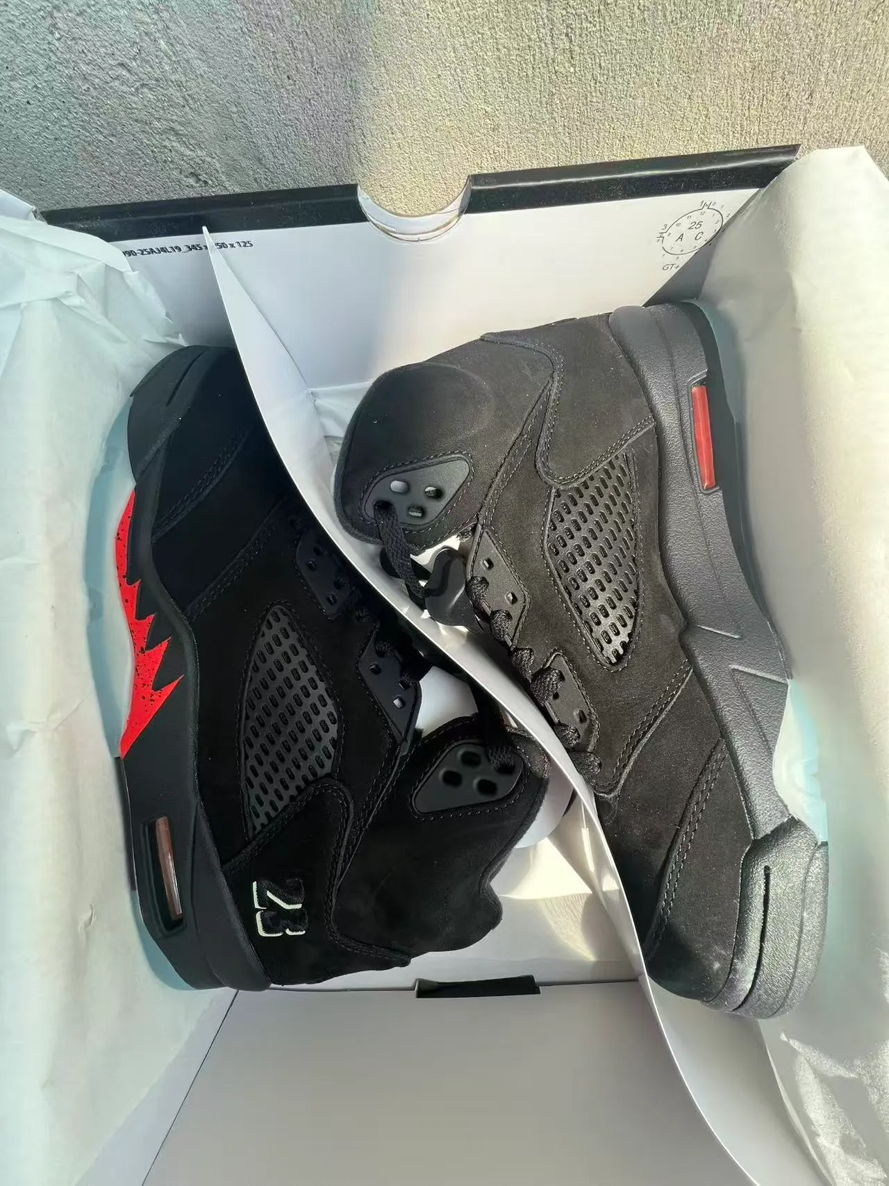 Air Jordan 5 Black Red Flame Basketball Shoes 9