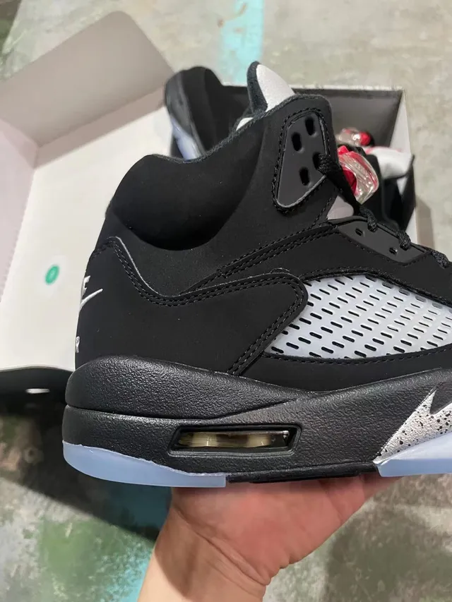 Air Jordan 5 Black Silver Translucent Midsole Basketball Shoes 6