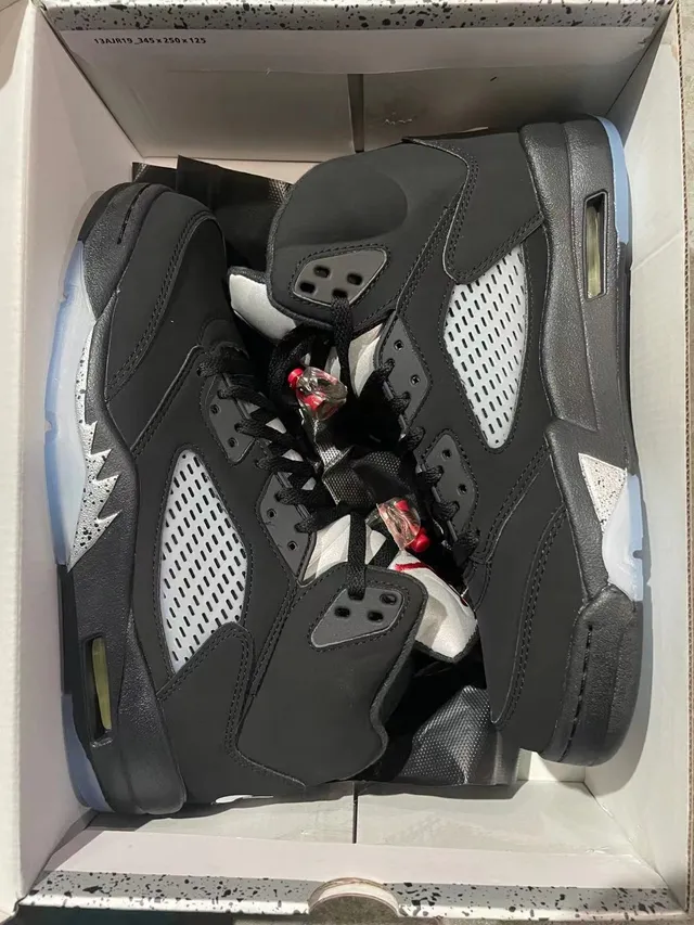 Air Jordan 5 Black Silver Translucent Midsole Basketball Shoes 7