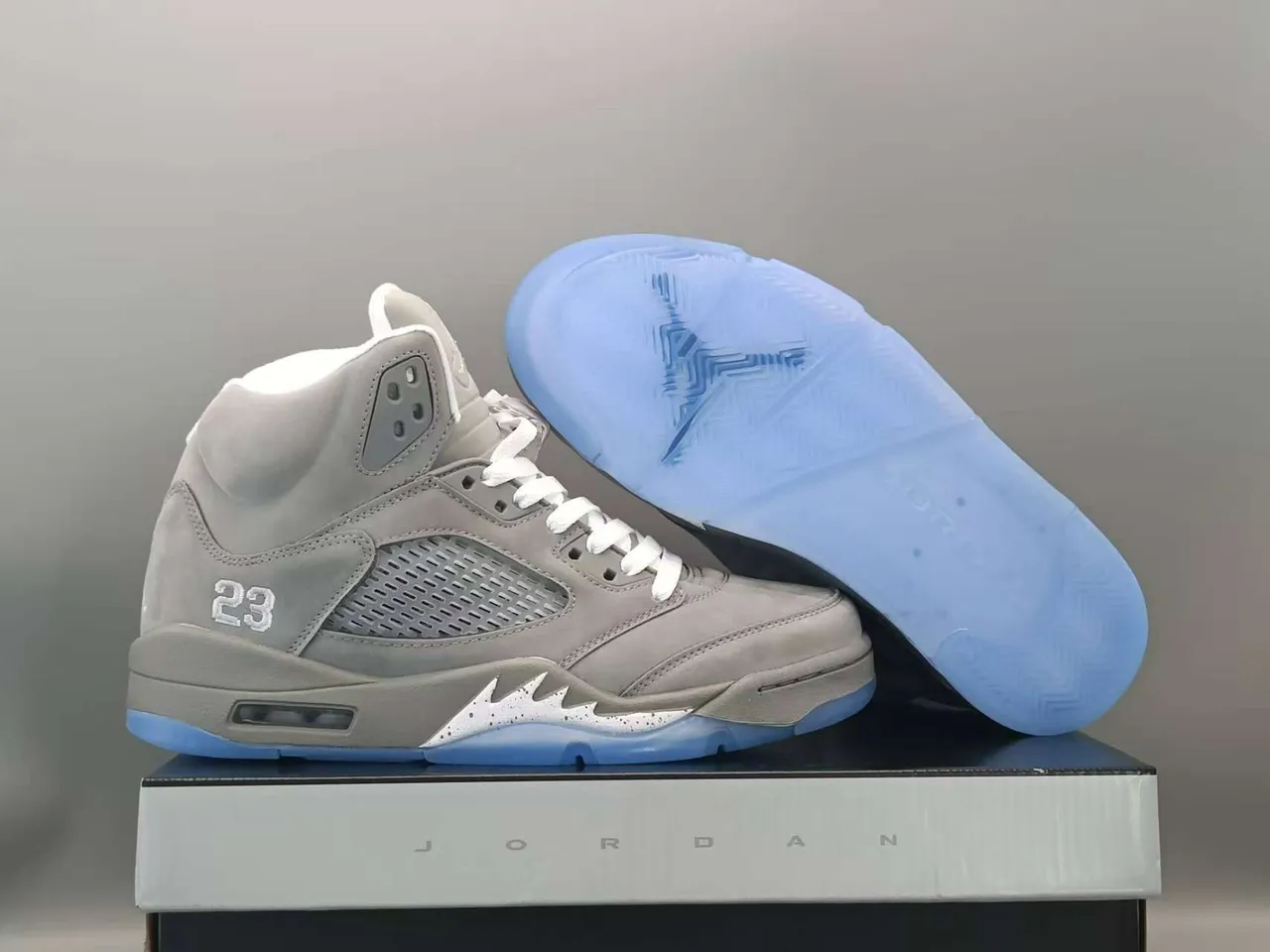 Air Jordan 5 Gray Blue Basketball Shoes 6