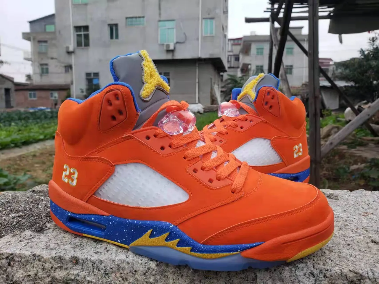 Air Jordan 5 Orange Blue Yellow Basketball Shoes 2