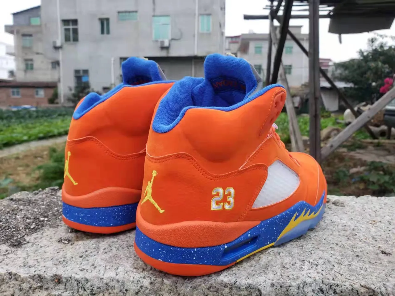 Air Jordan 5 Orange Blue Yellow Basketball Shoes 4