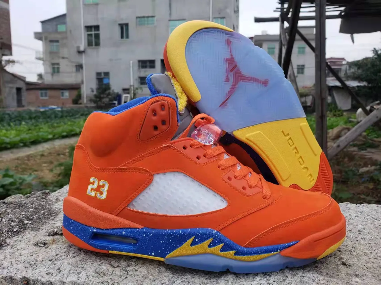 Air Jordan 5 Orange Blue Yellow Basketball Shoes 5