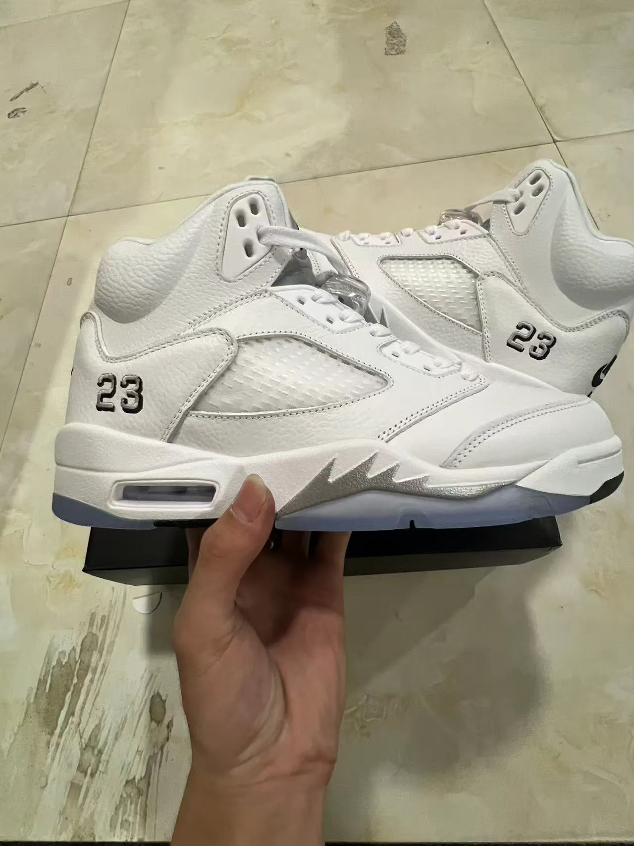 Air Jordan 5 White Black '23' Basketball Shoes 7