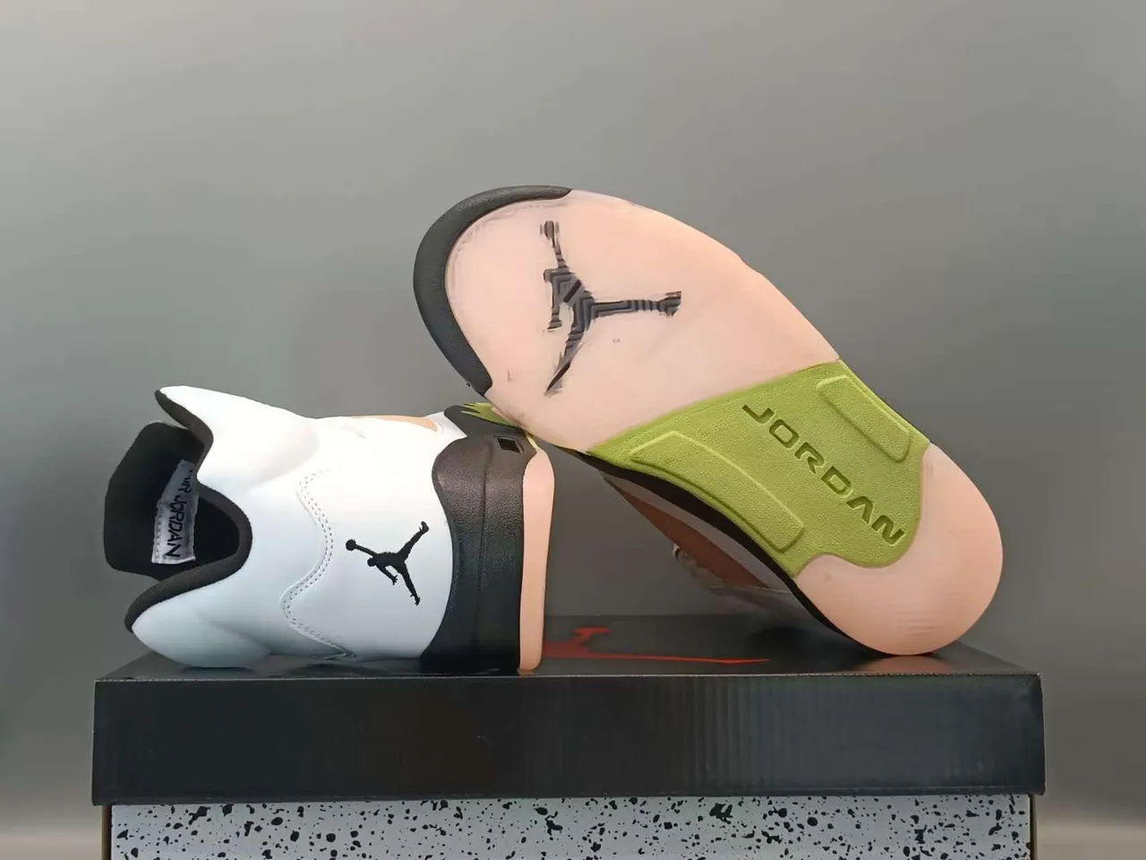 Air Jordan 5 White Black Lime Green Basketball Shoes 6