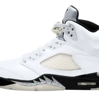 Air Jordan 5 White Black Silver Basketball Shoes
