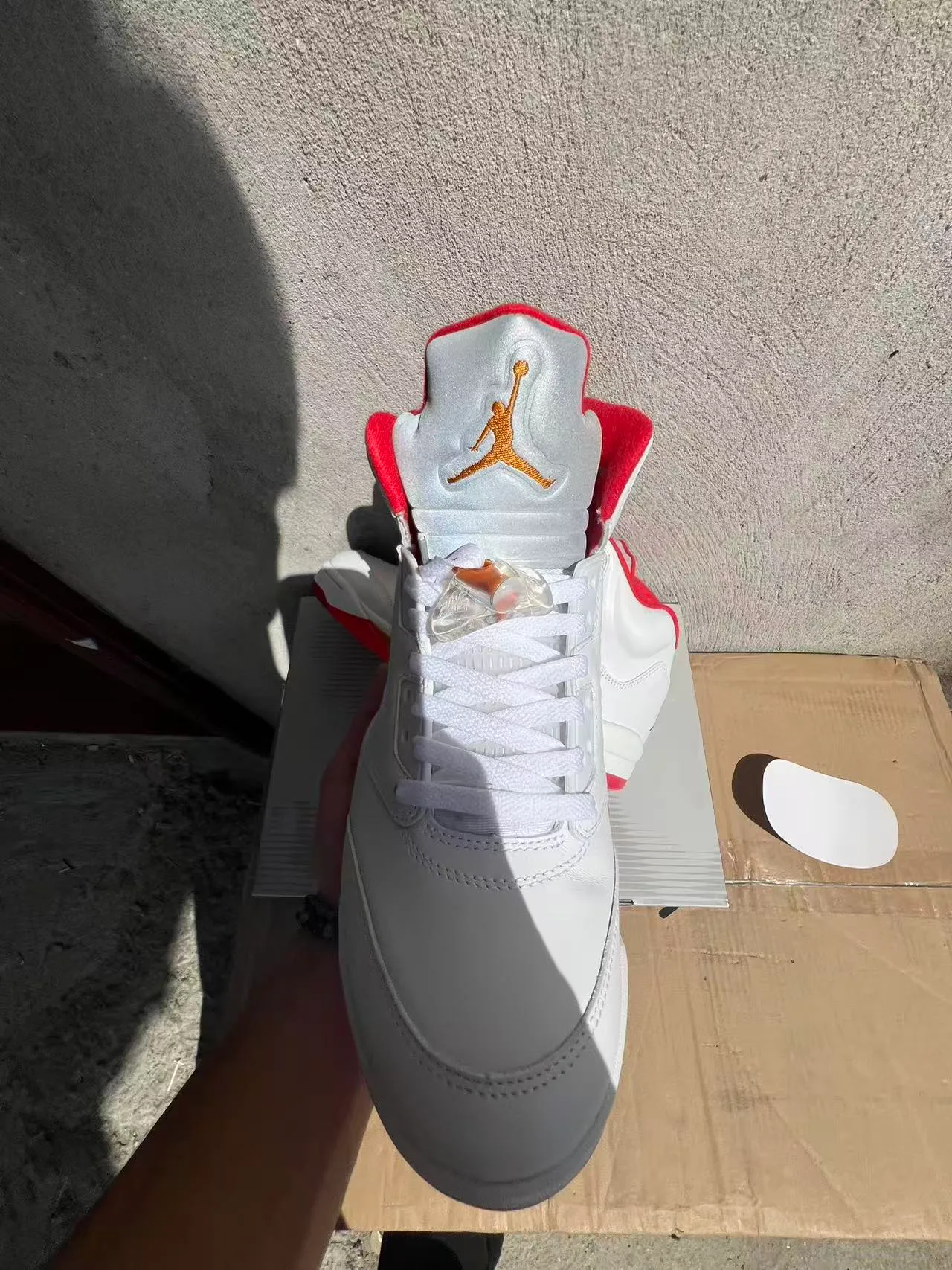 Air Jordan 5 White Gray Red Orange Basketball Shoes 3