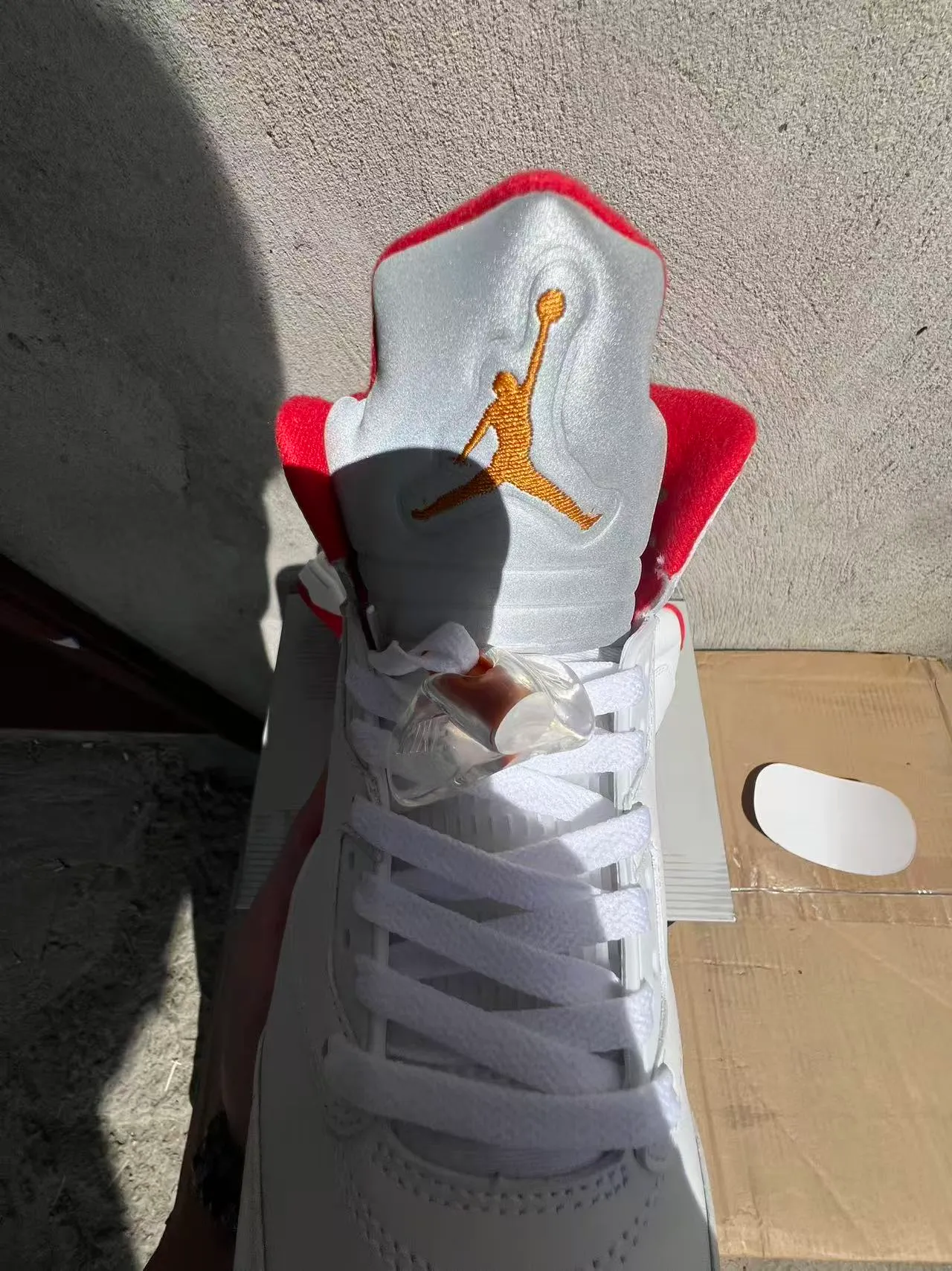 Air Jordan 5 White Gray Red Orange Basketball Shoes 4