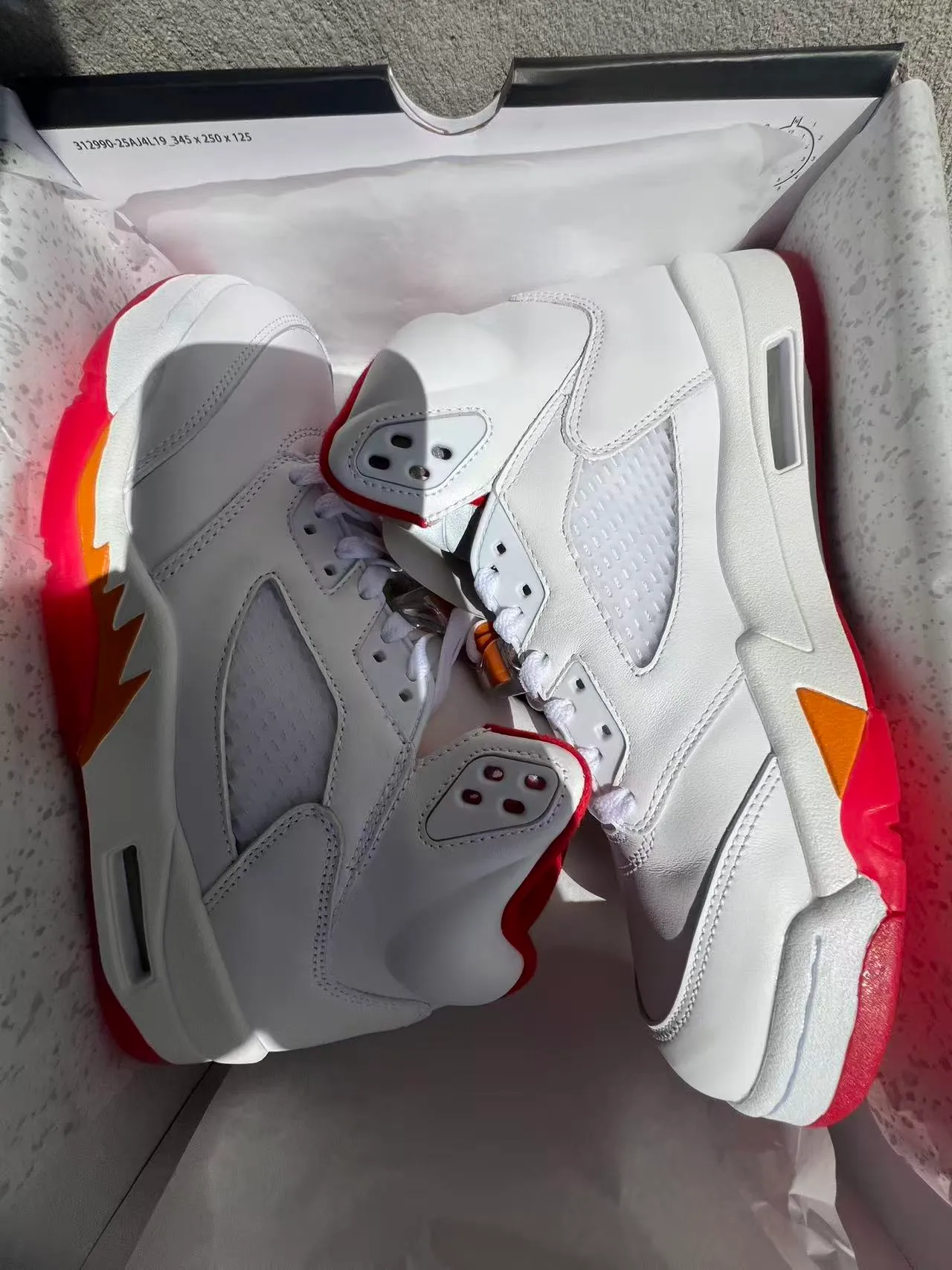 Air Jordan 5 White Gray Red Orange Basketball Shoes 9