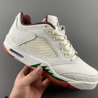 Air Jordan 5 White Maroon Green Basketball Shoes