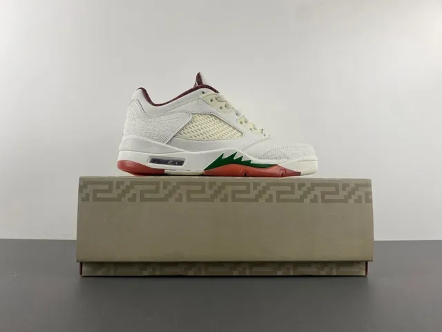 Chaussures de basketball Air Jordan 5 blanc bordeaux vert 14