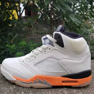 Air Jordan 5 White Orange Black Basketball Shoes