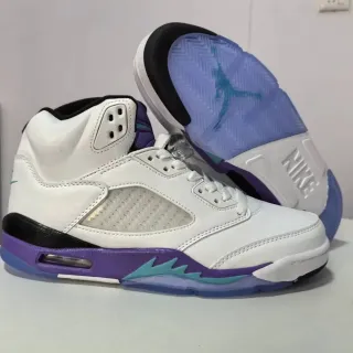 Air Jordan 5 Branco Roxo Turquesa Tênis de Basquete