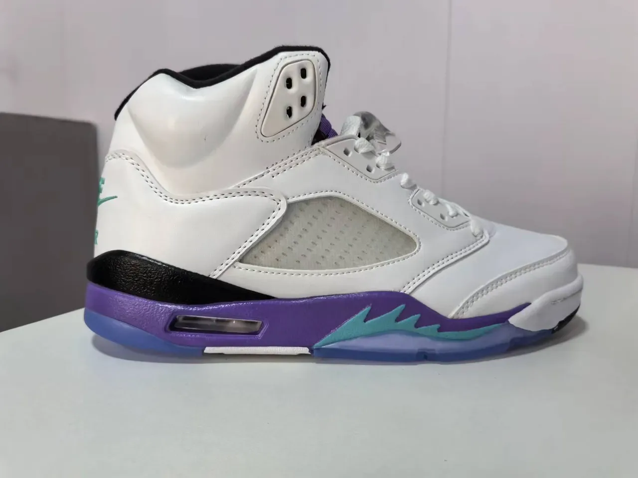 Air Jordan 5 White Purple Teal Basketball Shoes 3