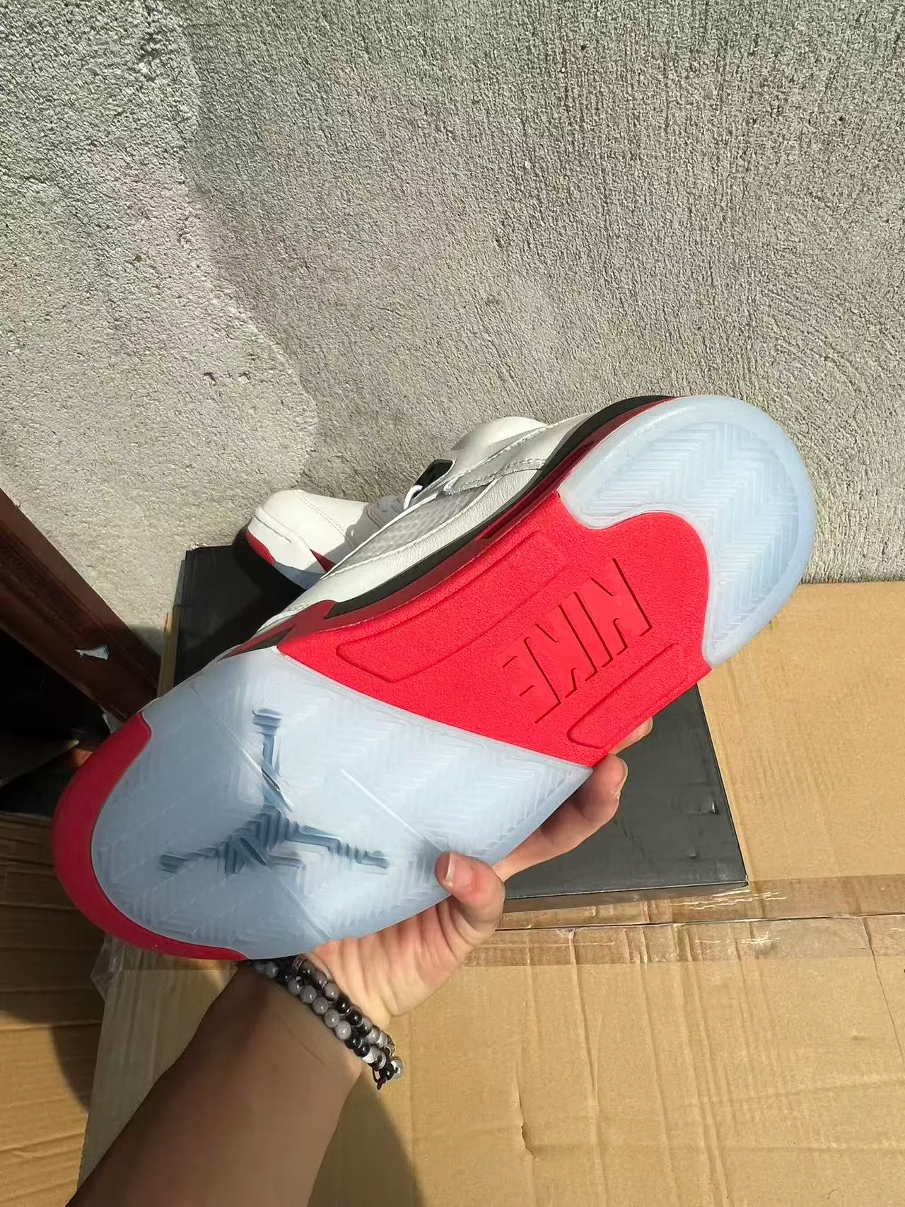 Air Jordan 5 White Red Black Basketball Shoes 6