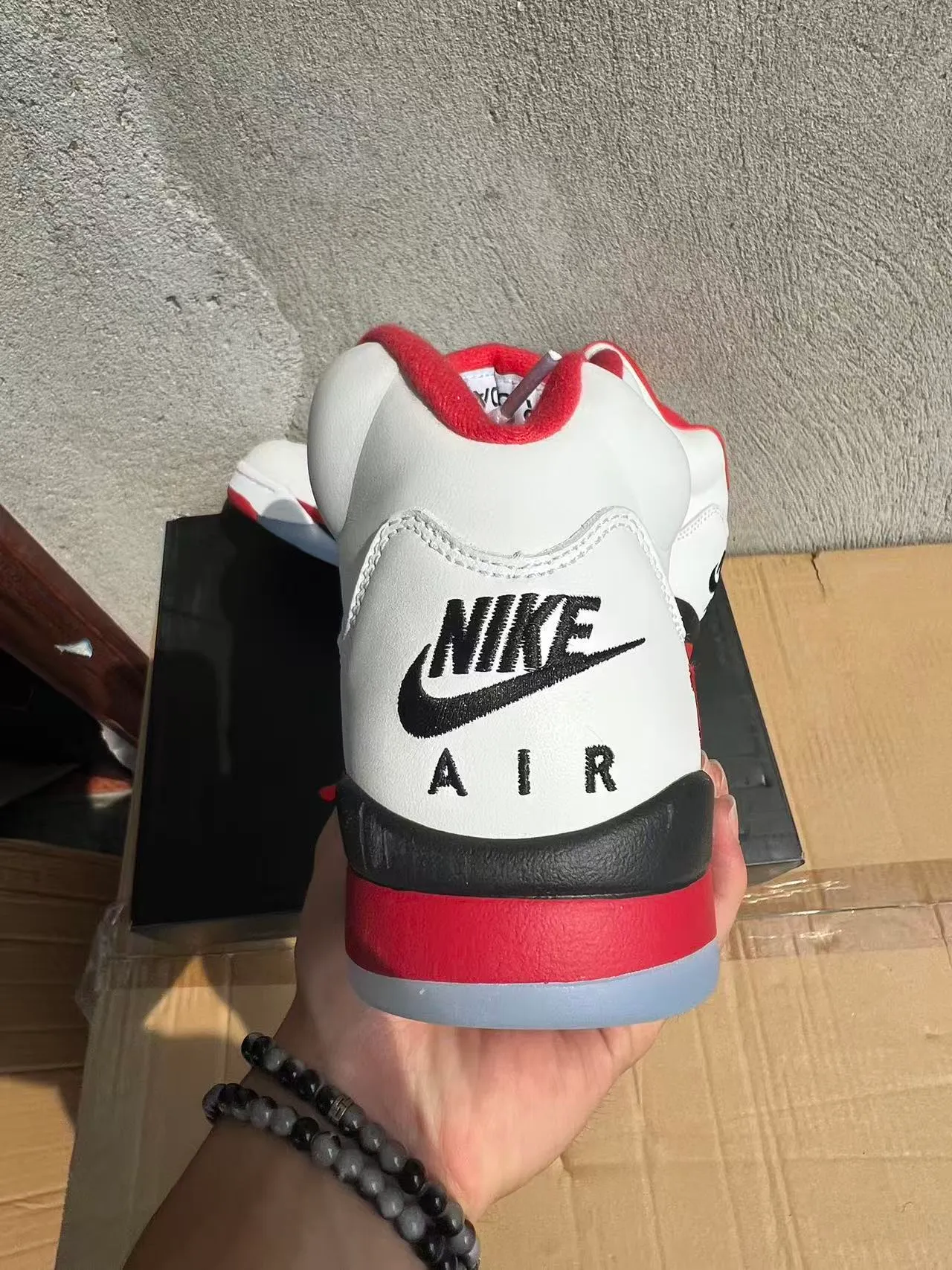 Air Jordan 5 White Red Black Basketball Shoes 8