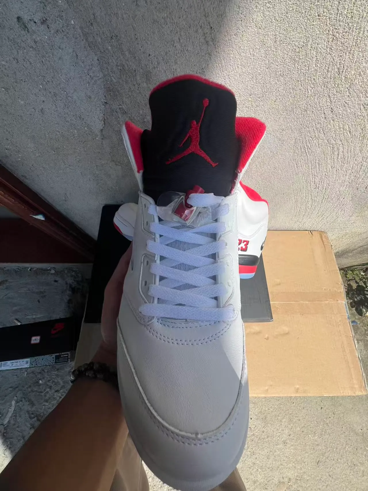 Air Jordan 5 White Red Black Basketball Shoes 3