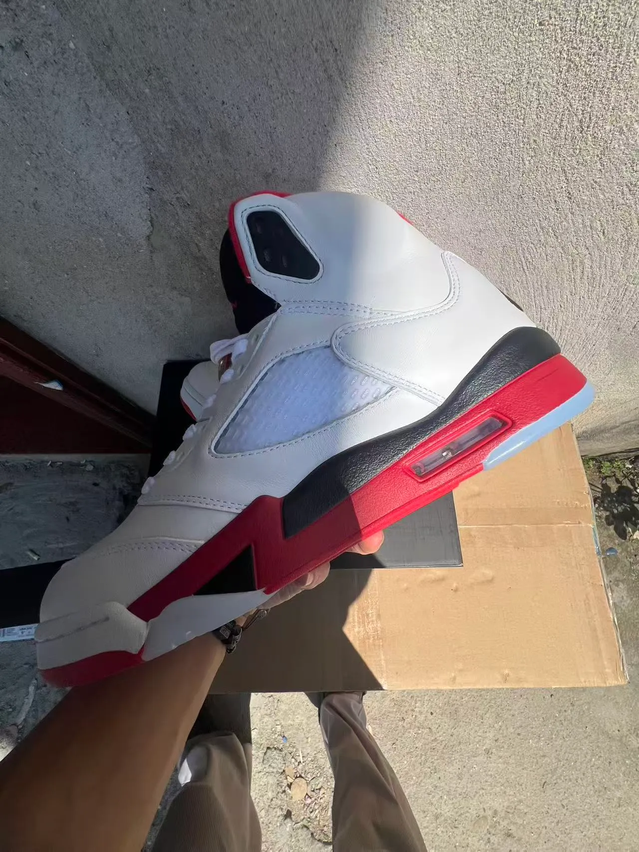 Air Jordan 5 White Red Black Basketball Shoes 5