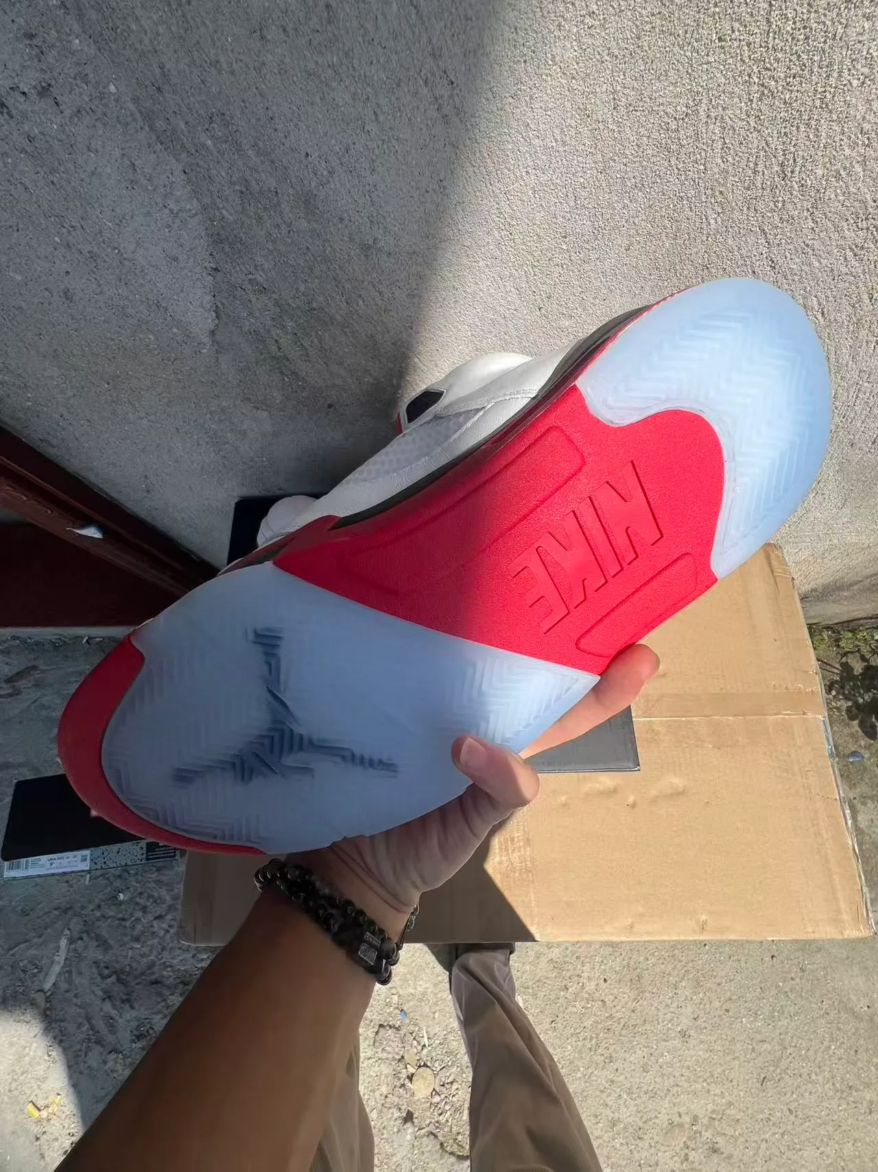 Air Jordan 5 White Red Black Basketball Shoes 6