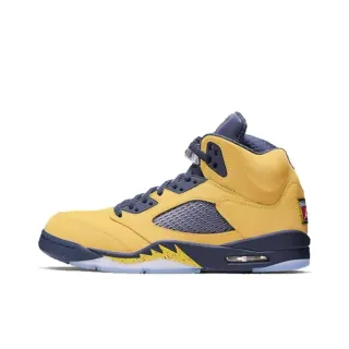 Air Jordan 5 Yellow and Navy Basketball Shoes