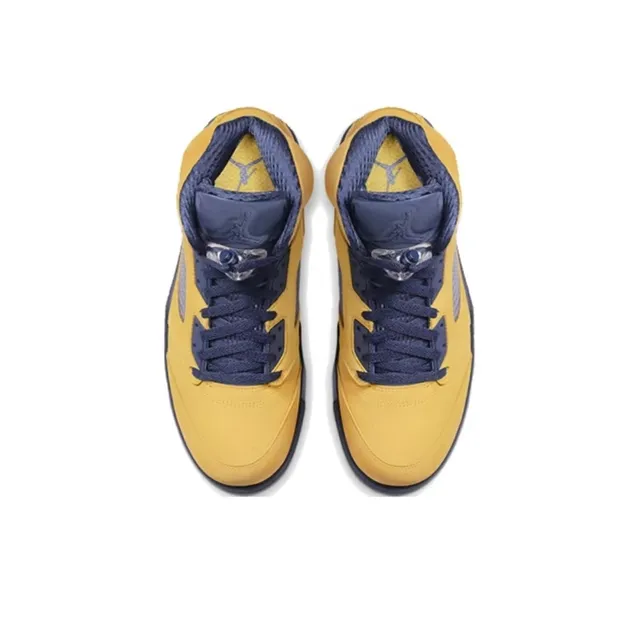 Air Jordan 5 حذاء كرة السلة أصفر وكحلي 3