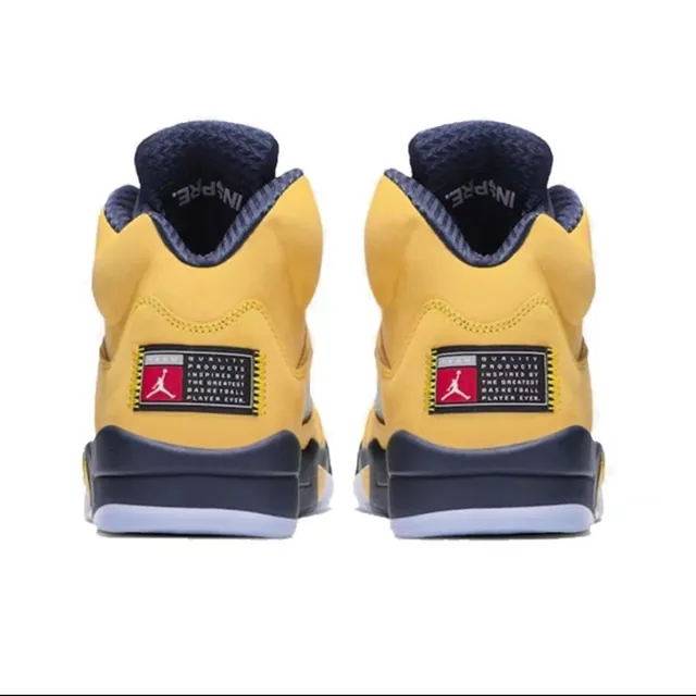 Air Jordan 5 حذاء كرة السلة أصفر وكحلي 4